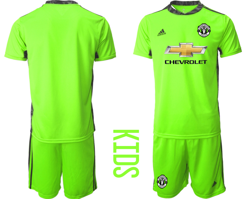 Youth 2020-2021 club Manchester United green goalkeeper blank Soccer Jerseys1